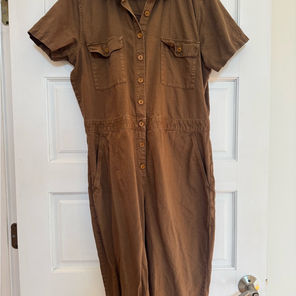 Outerknown Tan Button-Up Jumpsuit - image 4